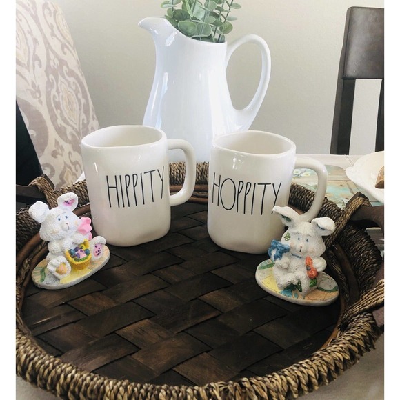 RAE DUNN EASTER HIPPITY HOPPITY COFFEE MUGS SET 2 - Picture 2 of 3